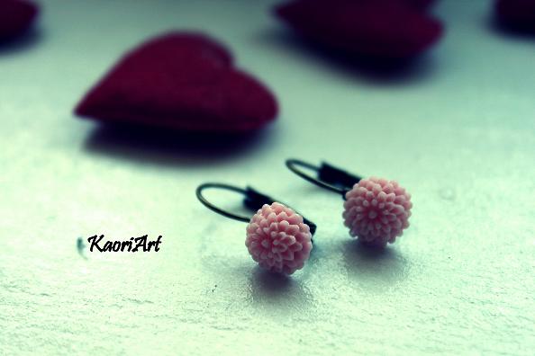 Earrings with  Powder rose