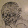 Smeagle/Gollum early drawing, pencil into ink.