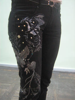 Black dragon jeans