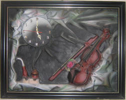 Leather violin clock