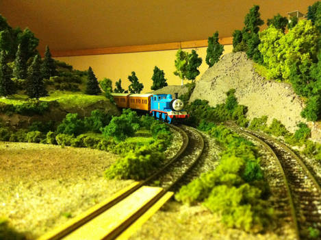 thomas with annie and clarabel at the countryside