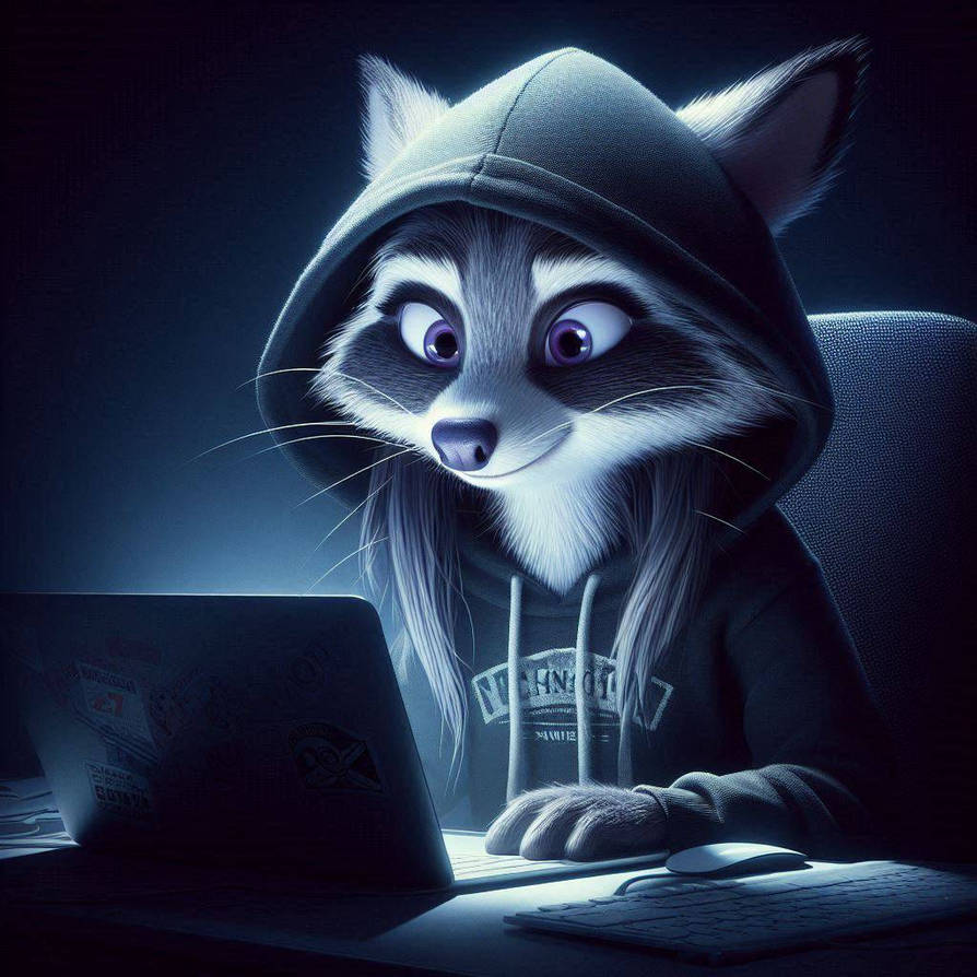 Raccoon female hacker by EdobestBy on DeviantArt