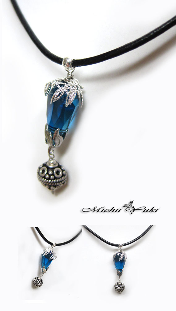 FF13 Fang Blue Crystal Necklace