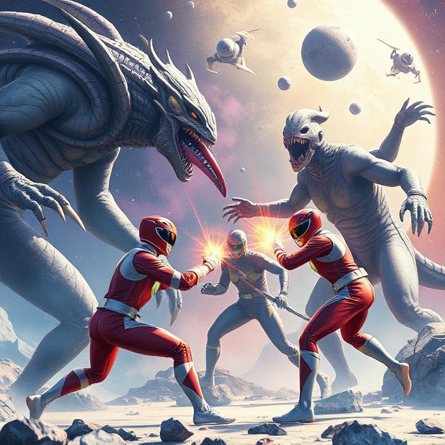 Power Rangers fighting big alien monsters in space by Meteorite36 on ...