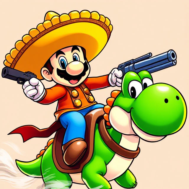 Mexican cowboy Mario with Yoshi by Meteorite36 on DeviantArt