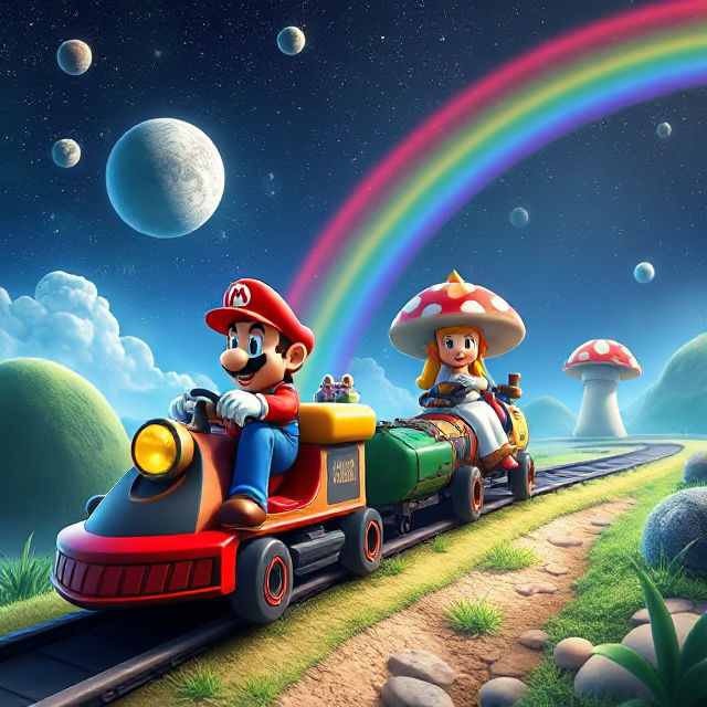 Super Mario kart riding a train in the mushroom by Meteorite36 on ...