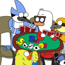 Regular Show birds playing poker