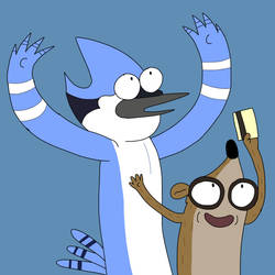 Mordecai and Rigby with VHS card