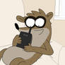 Rigby on phone