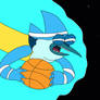 Mordecai with a basketball