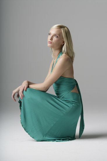 Ace-Green dress, crouched