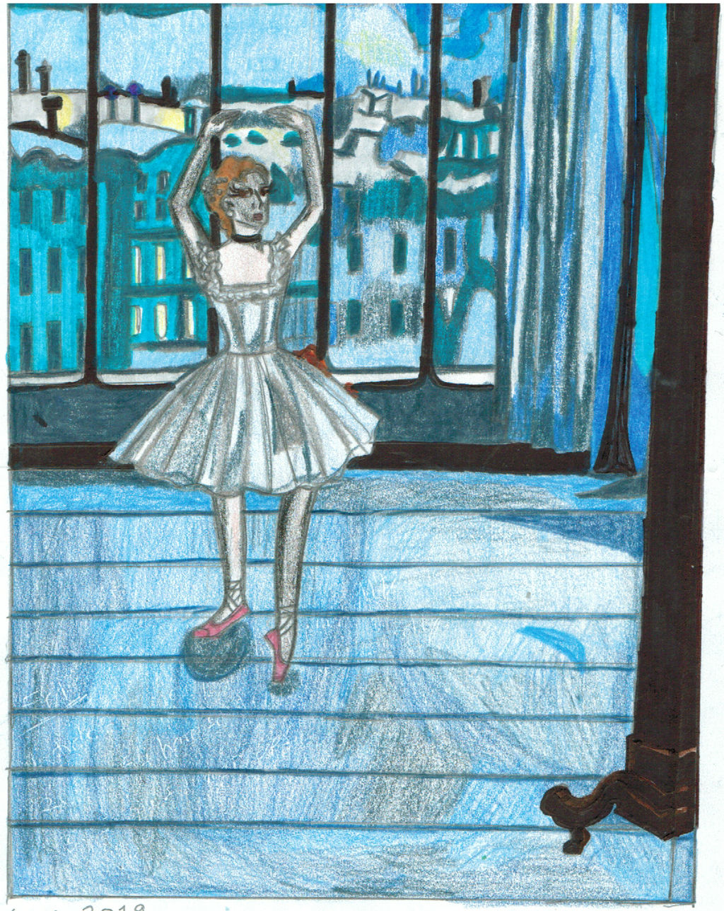 Dancer Practicing in Front of a Mirror