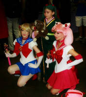 Sailor Moon, Sasami, and Sailor Chibi Moon