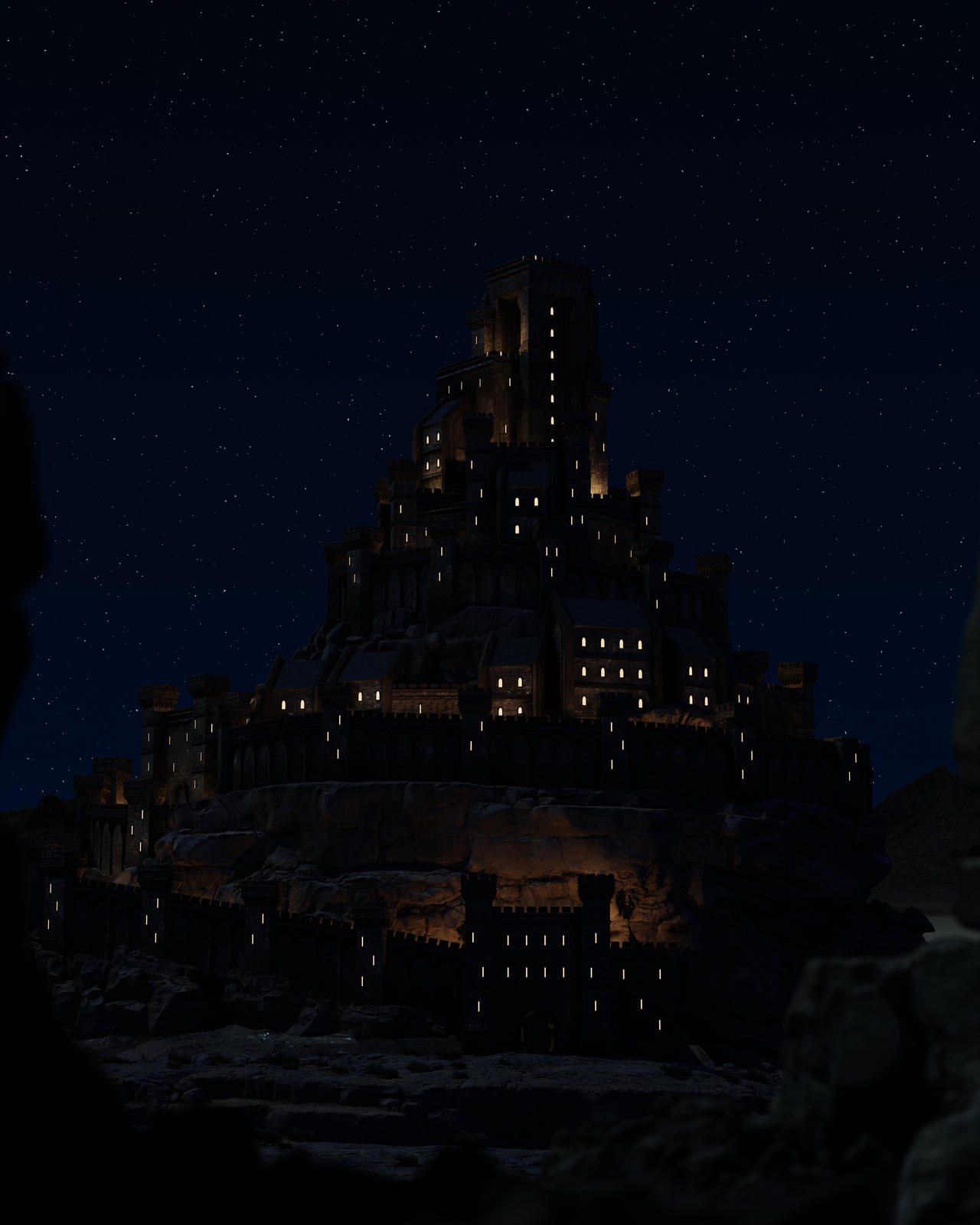 Desert Fortress at Night by ArtOfKarlB on DeviantArt
