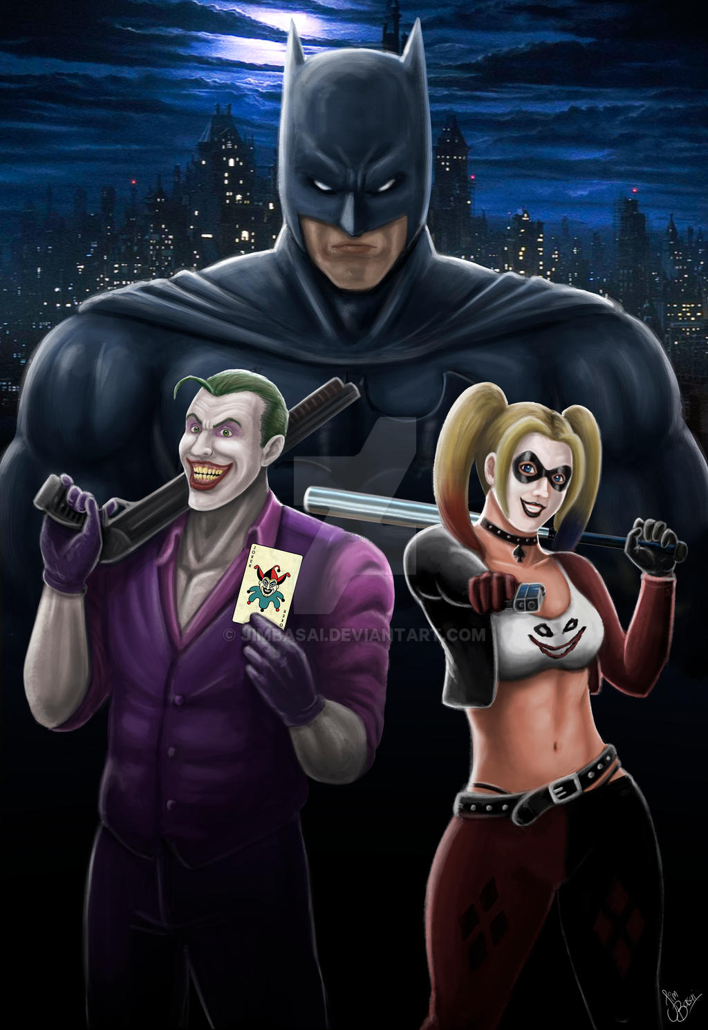 Batman, Joker and Harley Quinn (fan art) by JimBasai on DeviantArt
