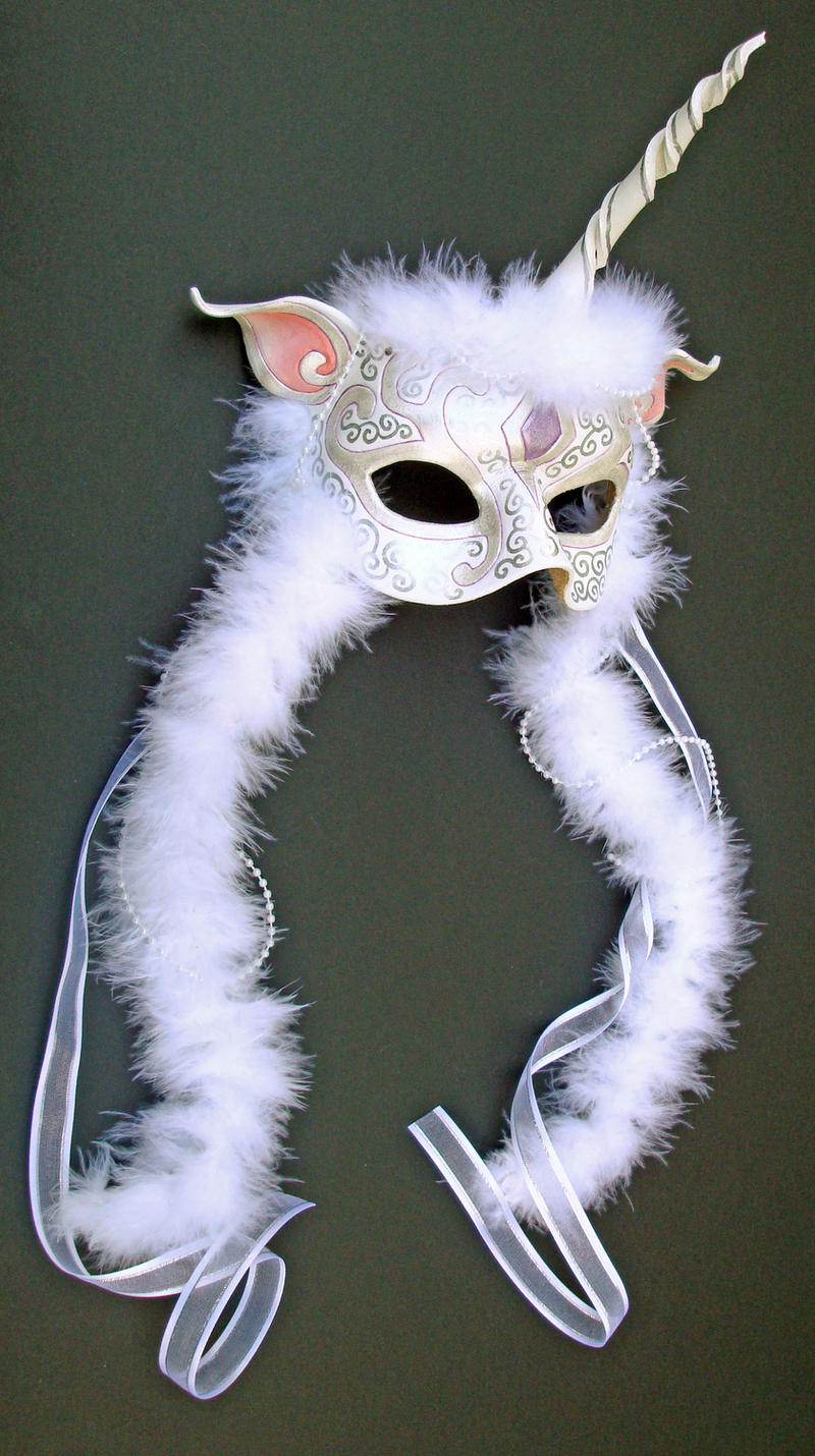 White Unicorn Leather Mask