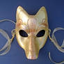Gold Leather Kitsune Mask