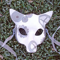 White Clockwork Fox Mask