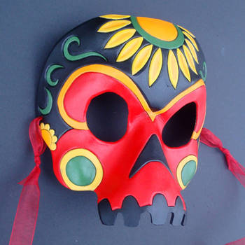 Sunflower Skull Leather Mask