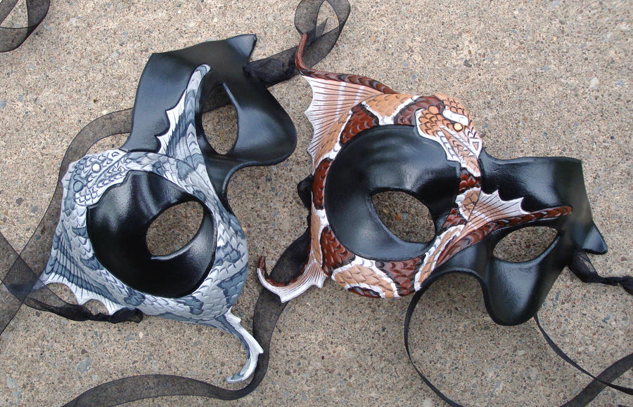 Ouroboros Leather Masks by merimask