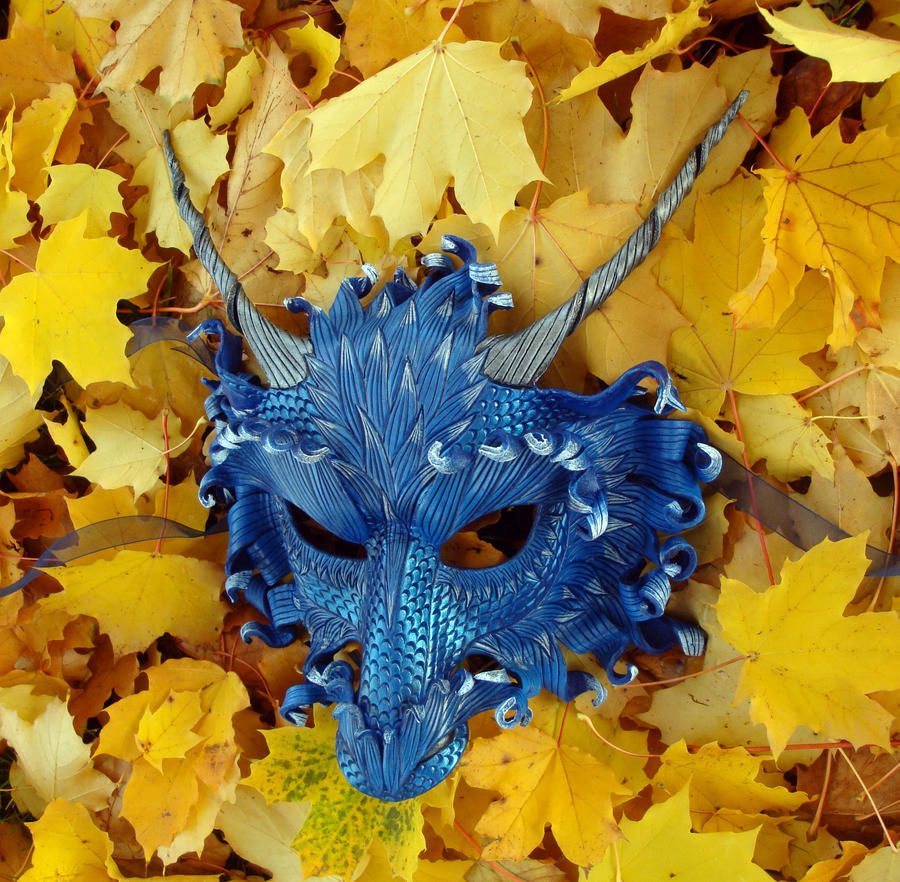 Autumn Blue Dragon Mask