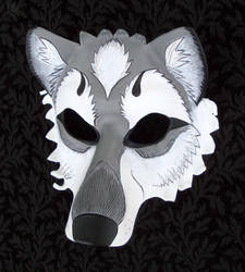 Gray Wolf Leather Mask