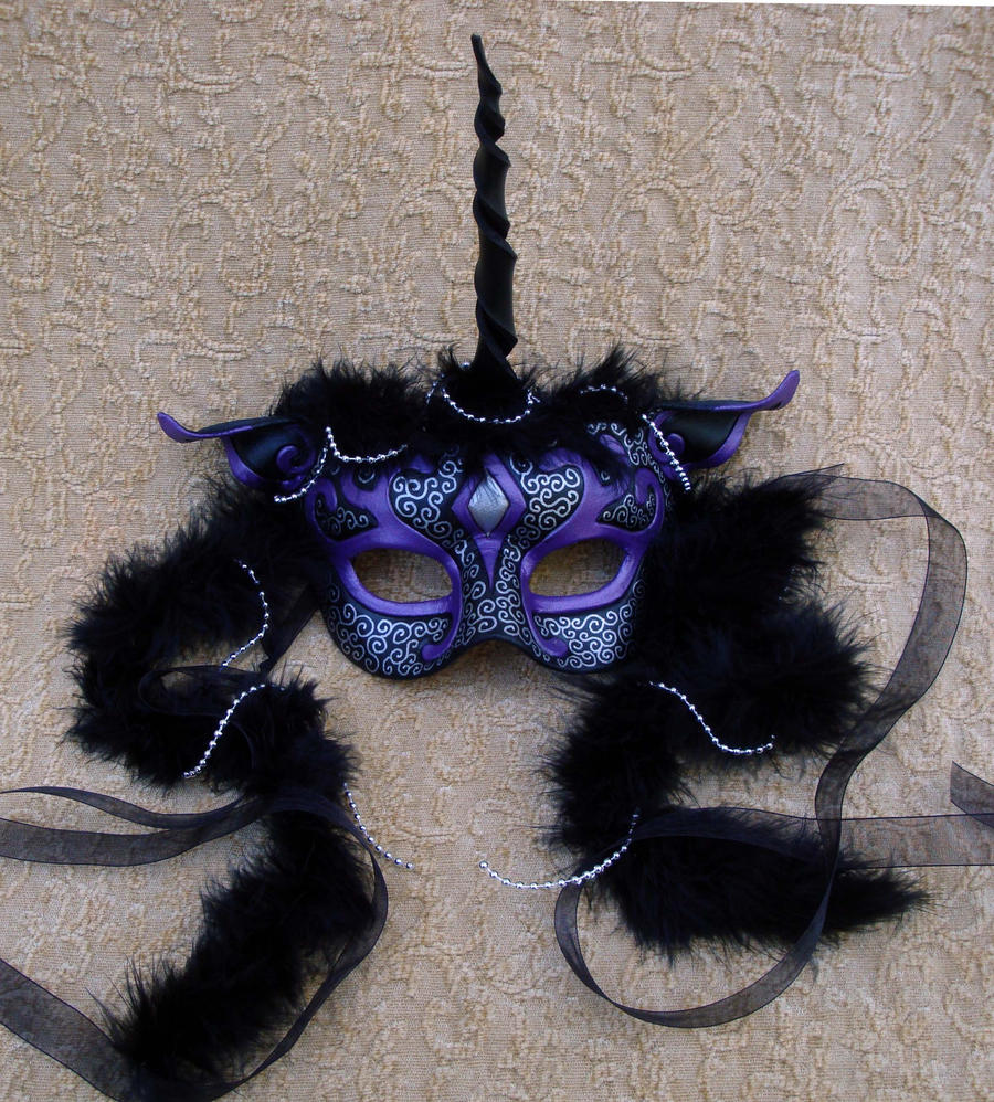 Black and Purple Unicorn Mask