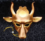 Hathor Leather Mask, bronze and gold