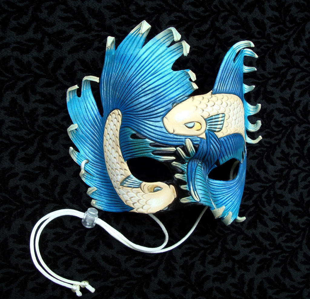 Aqua and Cream Fighting Fish Mask by merimask on DeviantArt