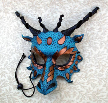 Aqua and Copper Dragon Mask