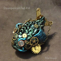 Steampunk fish sculpture