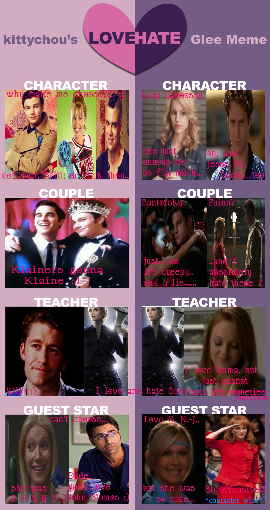 My Glee Love-Hate Meme