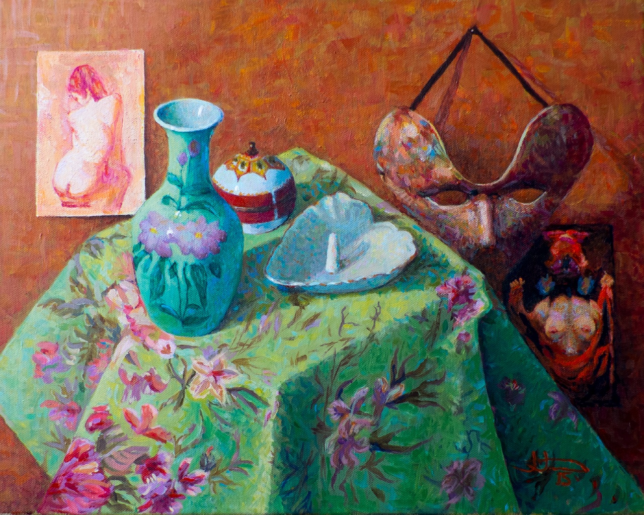 STILL LIFE - STUDY IN RED AND GREEN