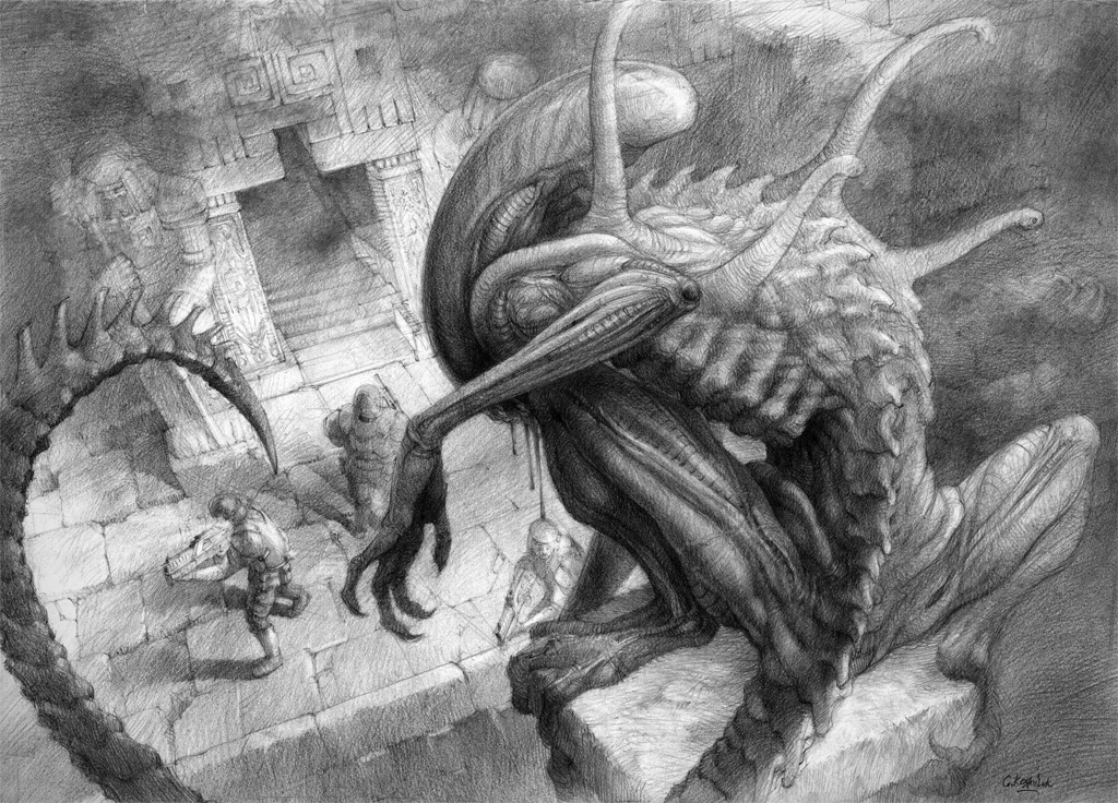 Alien drawing. My composition. Oldie