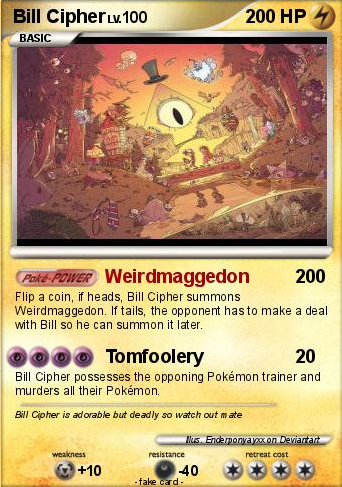 bill cipher pokemon card Gravity Falls white deco Bill cipher pokemon card |