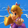 Peach about to grab the ledge