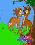 Bambi kissing Ronno by DrawDesign