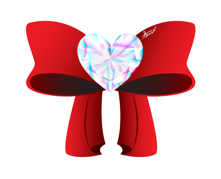 Crystal Heart Bow: flat tails