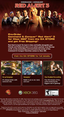 Red Alert 3 pre-order email