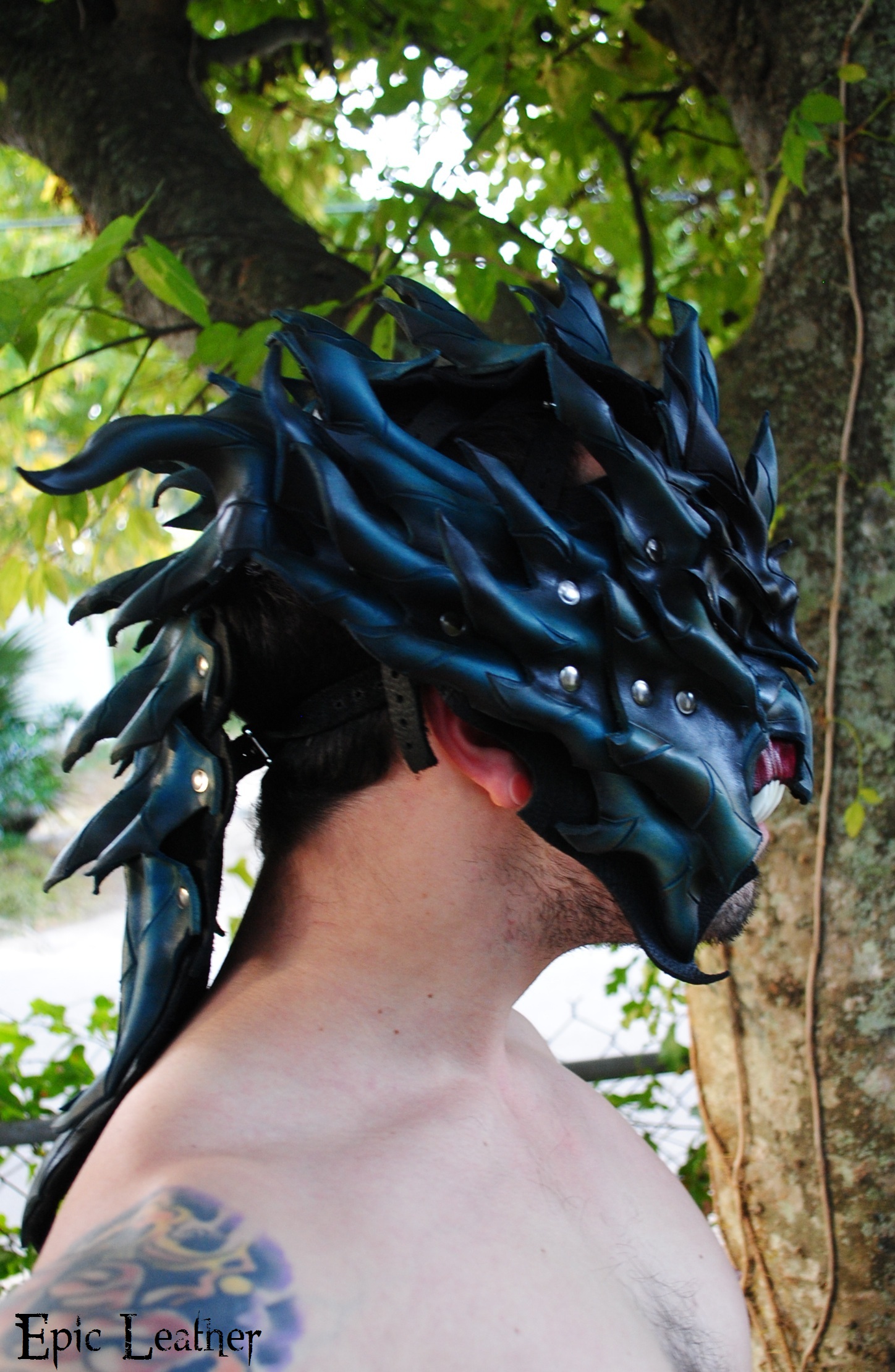 Leviathan Leather Mask: Side View