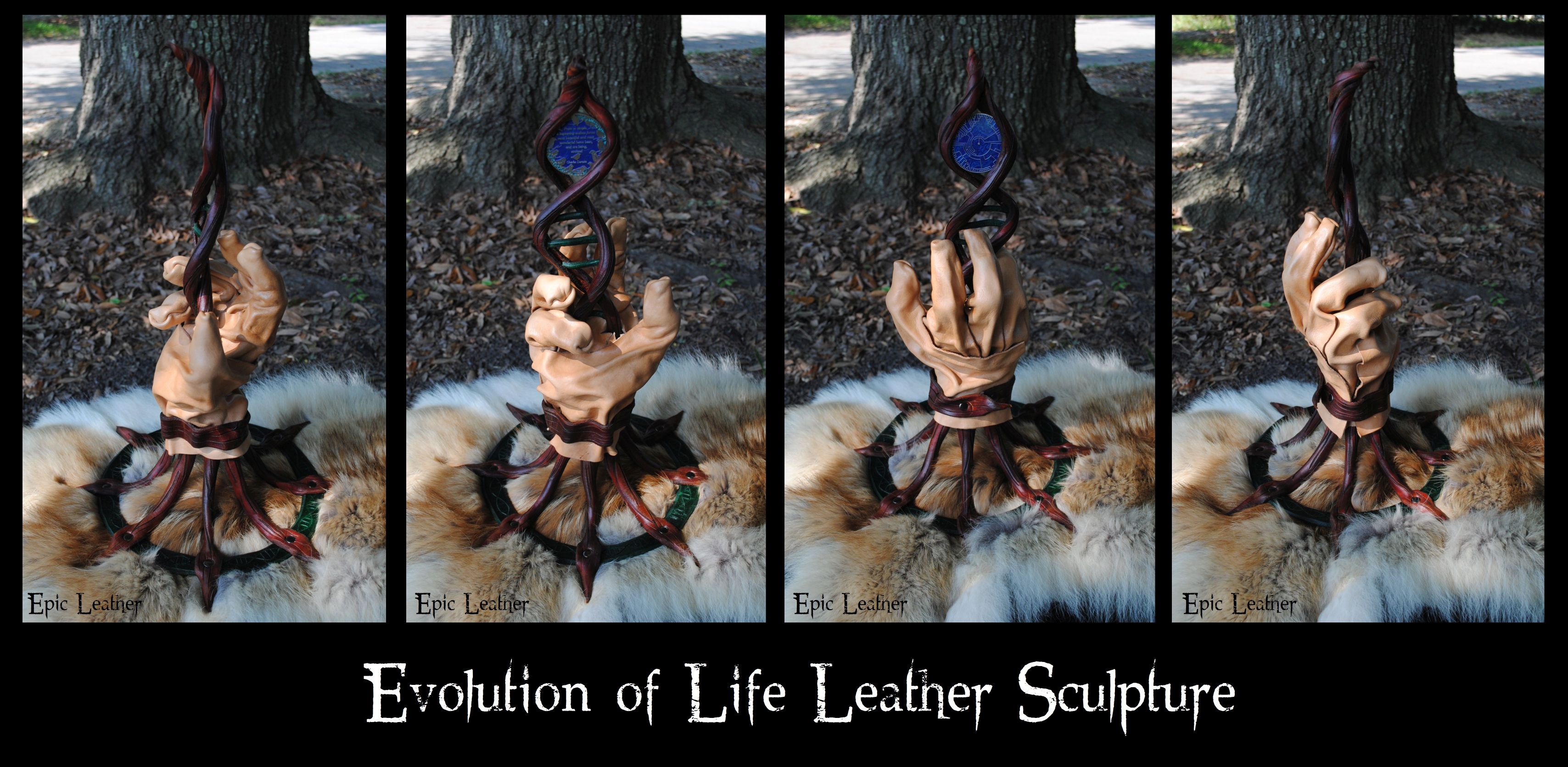 Evolution of Life Leather Sculpture