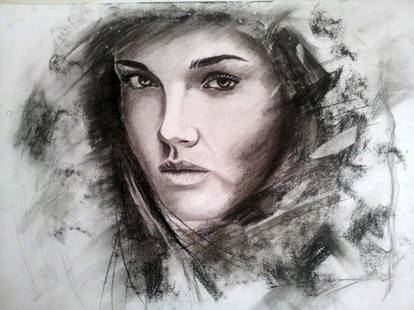 Charcoal portrait of a girl