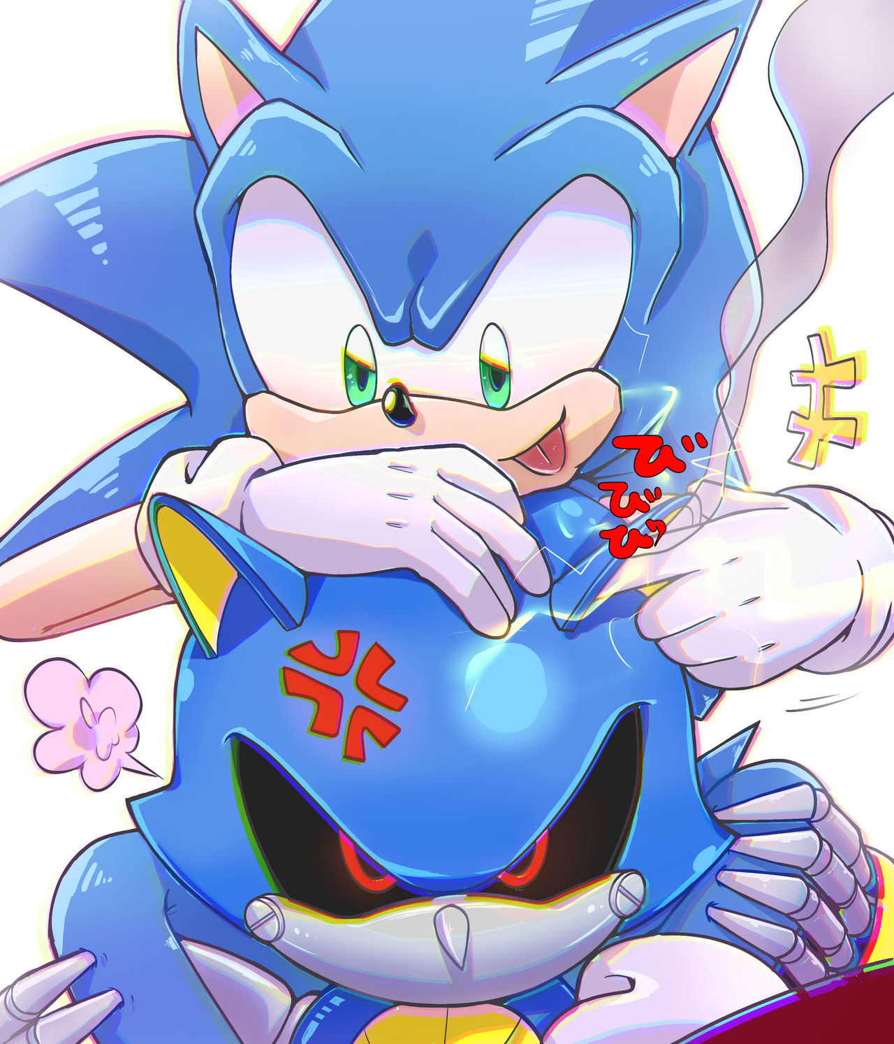sonic the hedgehog and metal sonic (sonic) drawn by miitara