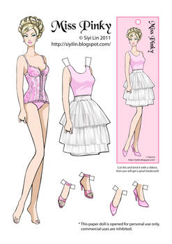 Miss Pinky paper doll