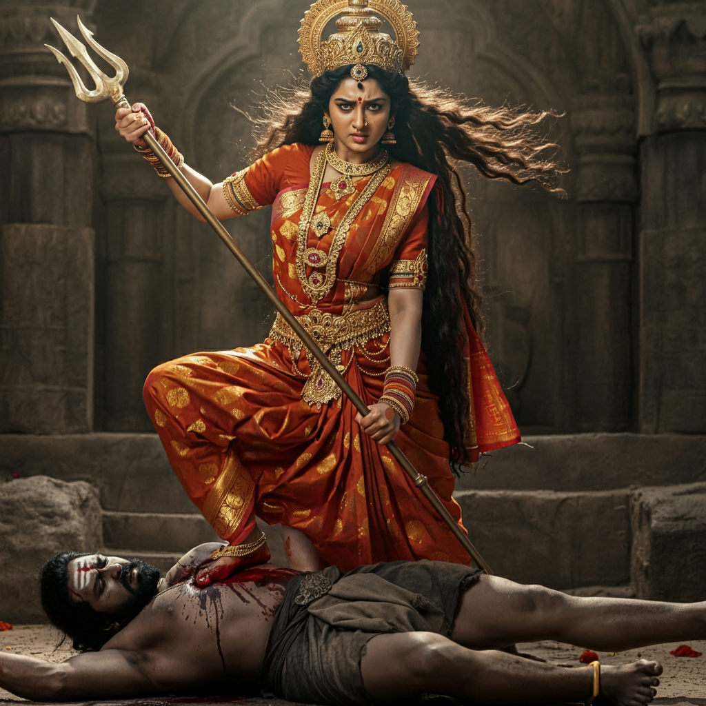 Goddess Durga slaying demon by fortd on DeviantArt