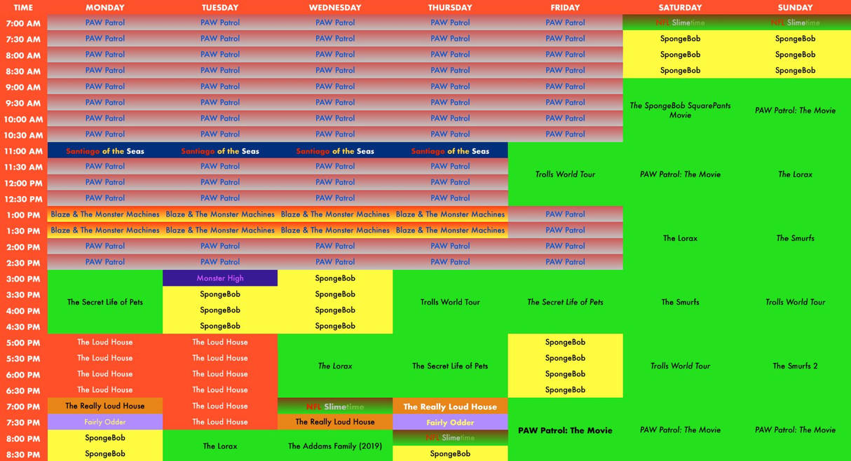 The Nickelodeon Schedule For This Week! by BobCardsForever on DeviantArt