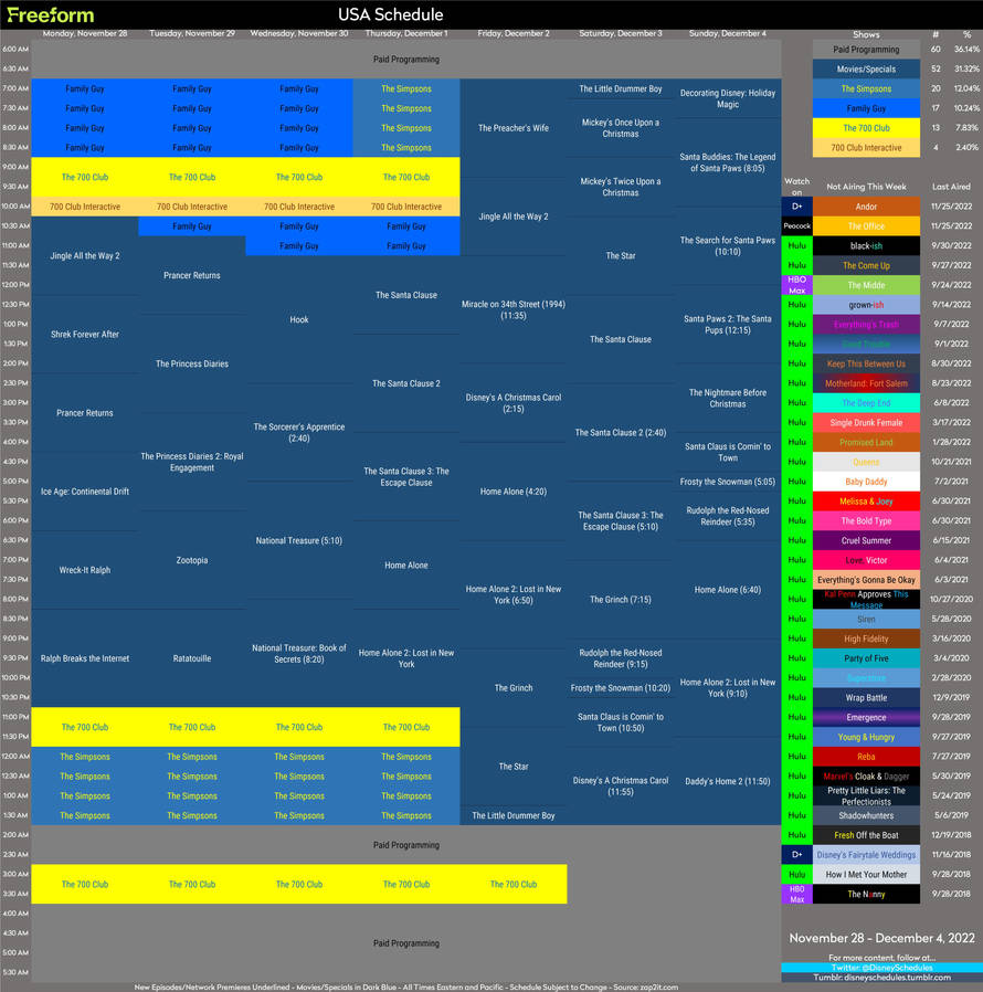 Freeform Weekly Freeform Schedule! by BobCardsForever on DeviantArt