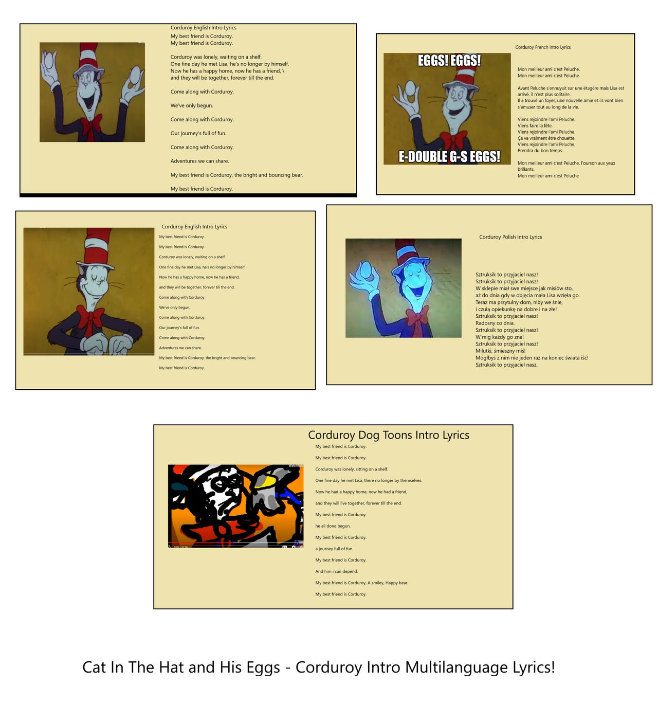 Corduroy Intro Multilanguage cat in the hat eggs by DogToons18 on ...