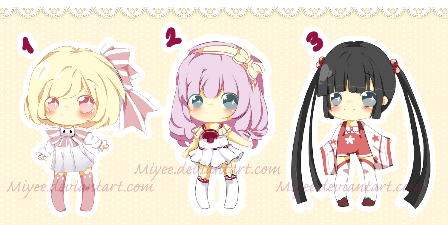 ADOPTABLE CHIBIS 5 USD// PAYPAL ONLY 1-2 OPEN