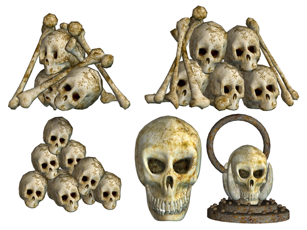 Spooky Skulls PNG Stock 03